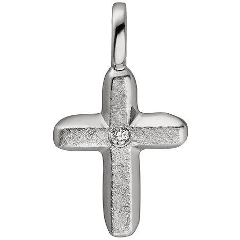 Anhänger Kreuz 585 Gold Weißgold eismatt 1 Diamant Brillant Kreuzanhänger Unkategorisiert online kaufen