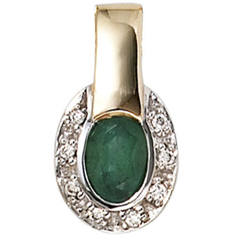Anhänger oval 585 Gold Gelbgold bicolor 8 Diamanten Brillanten 1 Smaragd Unkategorisiert online kaufen