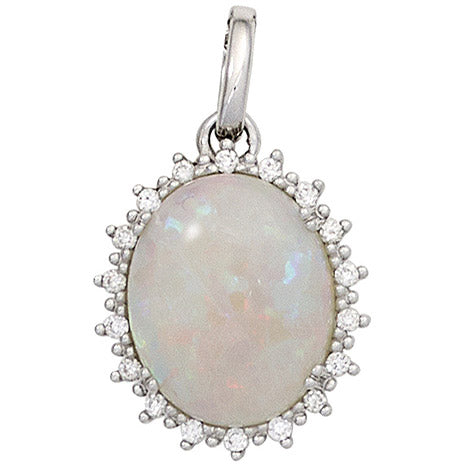 Anhänger oval 585 Gold Weißgold 1 Opal 18 Diamanten Brillanten 0 10ct. Unkategorisiert online kaufen