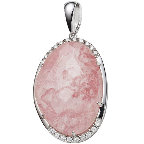 Anhänger oval 585 Gold Weißgold 1 Rhodochrosit rosa 19 Diamanten Brillanten Unkategorisiert online kaufen