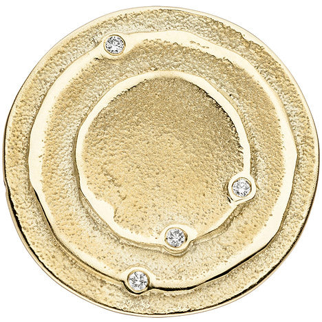 Anhänger rund 585 Gold Gelbgold matt 4 Diamanten Brillanten 0 04ct. Goldanhänger Unkategorisiert online kaufen