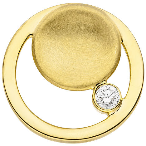 Anhänger rund 585 Gold Gelbgold teil matt 1 Diamant Brillant Goldanhänger Unkategorisiert online kaufen