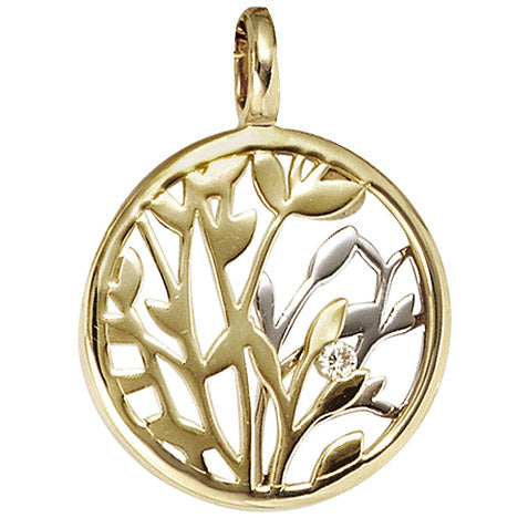 Anhänger rund 585 Gold Gelbgold Weißgold bicolor 1 Diamant Brillant 0 02ct. Unkategorisiert online kaufen