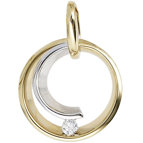 Anhänger rund 585 Gold Gelbgold Weißgold bicolor 1 Diamant Brillant 0 10ct. Unkategorisiert online kaufen