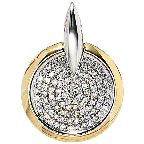 Anhänger rund 585 Gold Gelbgold Weißgold bicolor 91 Diamanten Brillanten Unkategorisiert online kaufen