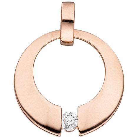 Anhänger rund 585 Gold Rotgold 1 Diamant Brillant 0 08ct. Rotgoldanhänger Unkategorisiert online kaufen