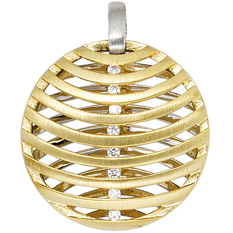 Anhänger rund 585 Gold Weißgold Gelbgold bicolor matt 8 Diamanten Brillanten Unkategorisiert online kaufen