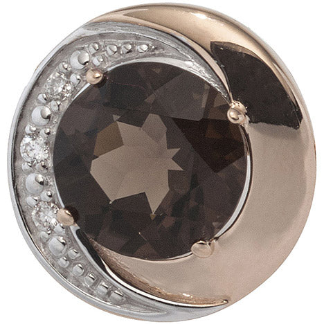 Anhänger rund 585 Rotgold bicolor 3 Diamanten Brillanten 1 Rauchquarz braun Unkategorisiert online kaufen