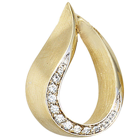 Anhänger Tropfen 585 Gold Gelbgold bicolor teilmatt 10 Diamanten Brillanten Unkategorisiert online kaufen