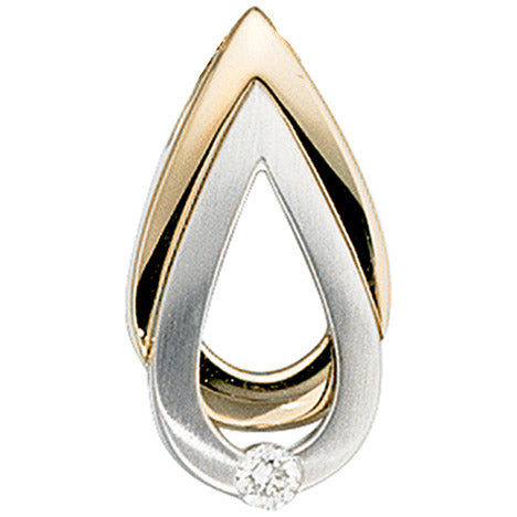 Anhänger Tropfen 585 Gold Gelbgold Weißgold bicolor matt 1 Diamant Brillant Unkategorisiert online kaufen