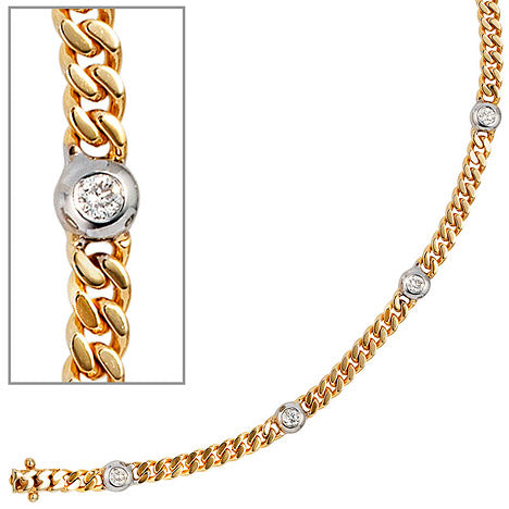 Armband 585 Gold Gelbgold Weißgold bicolor 6 Diamanten Brillanten 19 cm Unkategorisiert online kaufen
