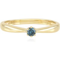 Blauer I2 Brillant-Silberring
