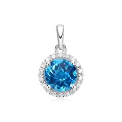 Blautopas Anhänger 14 K Weißgold 18 Brillanten