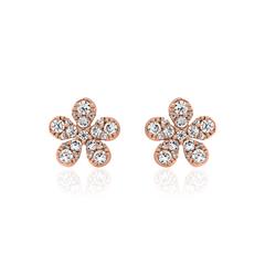 Blumen Ohrschmuck aus Roségold mit Diamanten Unkategorisiert online kaufen