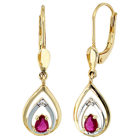 Boutons 585 Gold Gelbgold 2 Diamanten Brillanten 2 Rubine rot Ohrringe Ohrhänger Unkategorisiert online kaufen