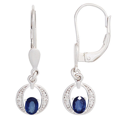 Boutons 585 Gold Weißgold 2 Safire blau 4 Diamanten Ohrringe Ohrhänger Unkategorisiert online kaufen
