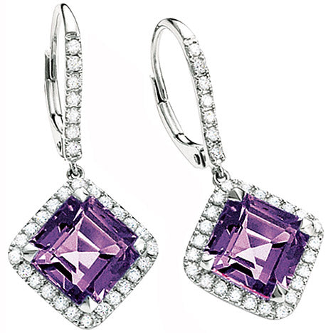 Boutons 750 Gold Weißgold 62 Diamanten 2 Amethyste lila Ohrringe Ohrhänger Unkategorisiert online kaufen