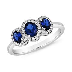 Brilladia Damenring mit 3 Saphiren 1,05 ct und 38 Brillanten 0,19 ct TW/SI – Weißgold oder Platin Unkategorisiert online kaufen