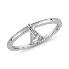 Brilladia Damenring mit Buchstabenanhänger, 4–5 Brillanten, ca. 0,01 ct TW/SI, Weißgold oder 950 Platin Unkategorisiert online kaufen