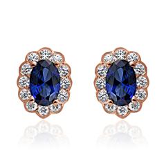 Brilladia FairJewel Ohrstecker aus 585er oder 750er Roségold mit 2 Saphiren (1,20 ct) & 24 lab-grown Brillanten (0,35 ct)