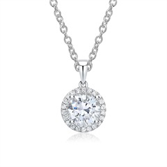 Brilladia Halo-Diamantkette aus 18K Weißgold mit GIA-Diamant 1,00 ct und 22 Brillanten 0,14 ct Unkategorisiert online kaufen