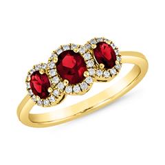 Brilladia Rubinring aus 585/750 Gelbgold mit 3 Rubinen und 38 Lab-Grown Brillanten Unkategorisiert online kaufen