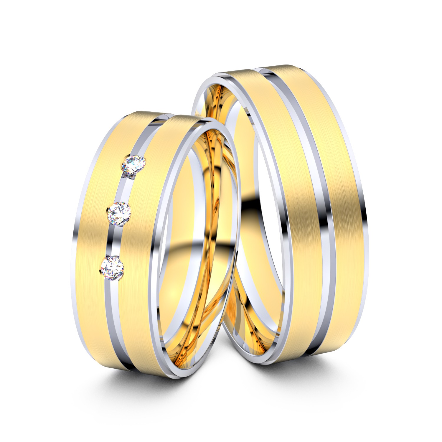 Brillanten-Trauringe 333er Gelbgold-Weißgold – opt. mit Gravur, Farbe, wählbarer Reinheitsstufe & hochwertigem Holzetui Unkategorisiert online kaufen