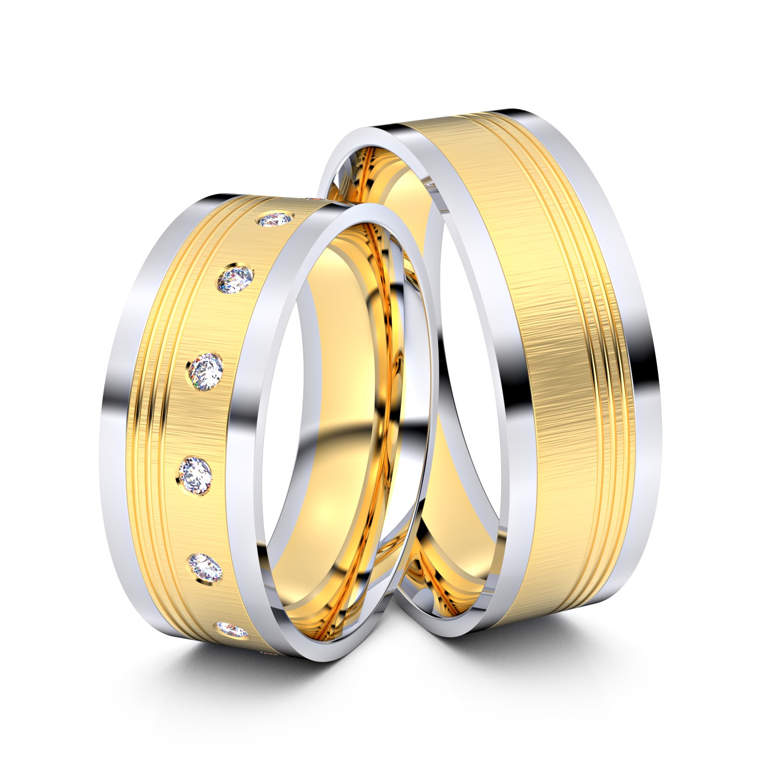Brillanten-Trauringe 333er Gelbgold-Weißgold – opt. mit Gravur, Farbe, wählbarer Reinheitsstufe & hochwertigem Holzetui Unkategorisiert online kaufen
