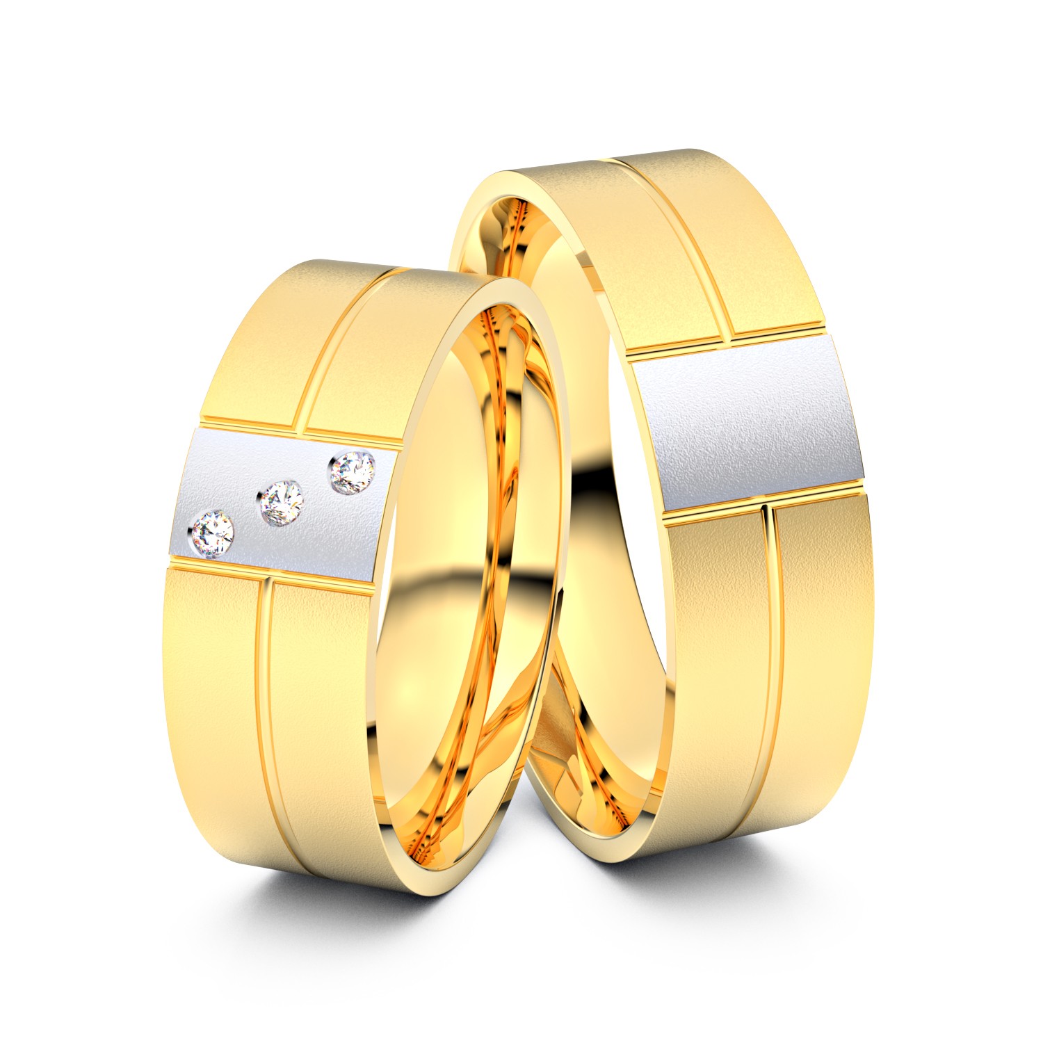 Brillanten-Trauringe 333er Gelbgold-Weißgold – opt. mit Gravur, Farbe, wählbarer Reinheitsstufe & hochwertigem Holzetui Unkategorisiert online kaufen