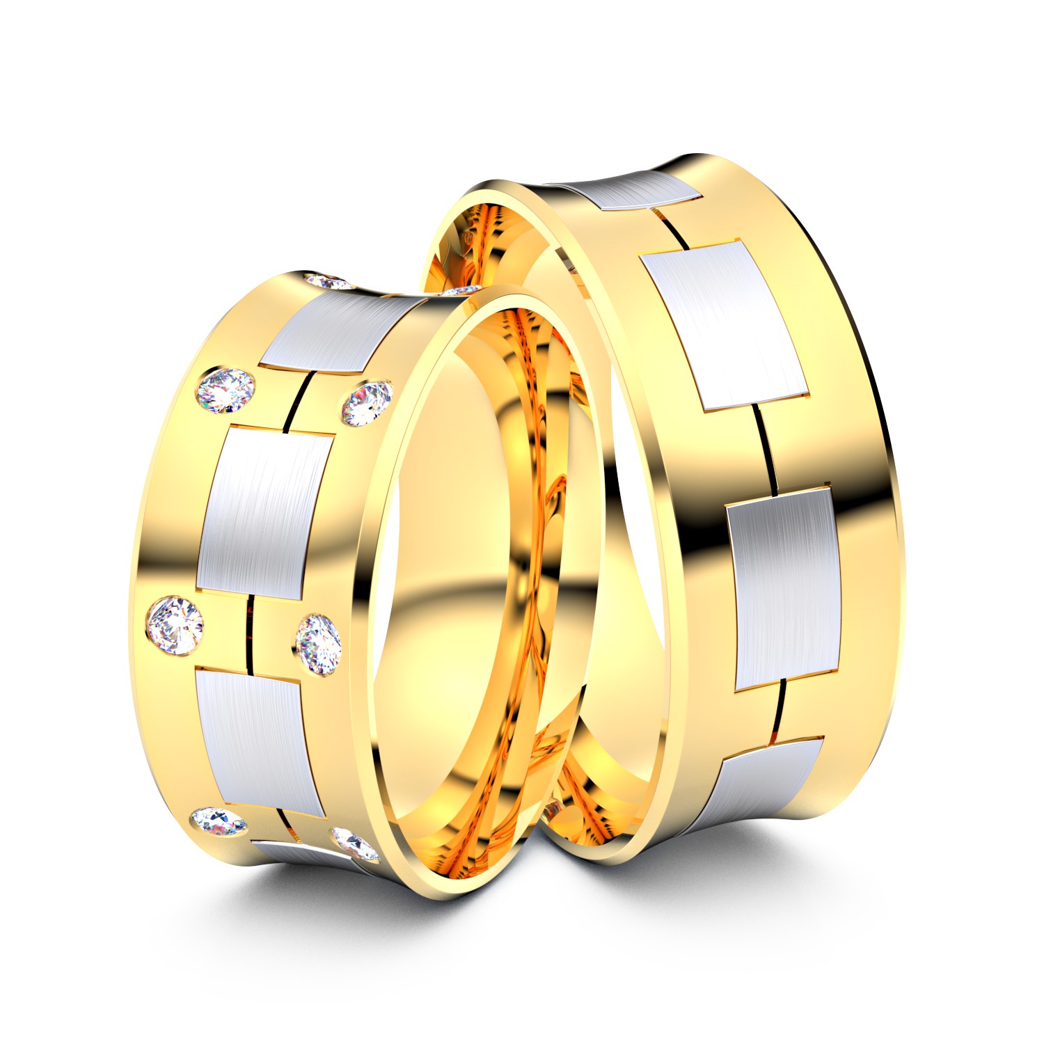 Brillanten-Trauringe 333er Gelbgold-Weißgold – opt. mit Gravur, Farbe, wählbarer Reinheitsstufe & hochwertigem Holzetui Unkategorisiert online kaufen