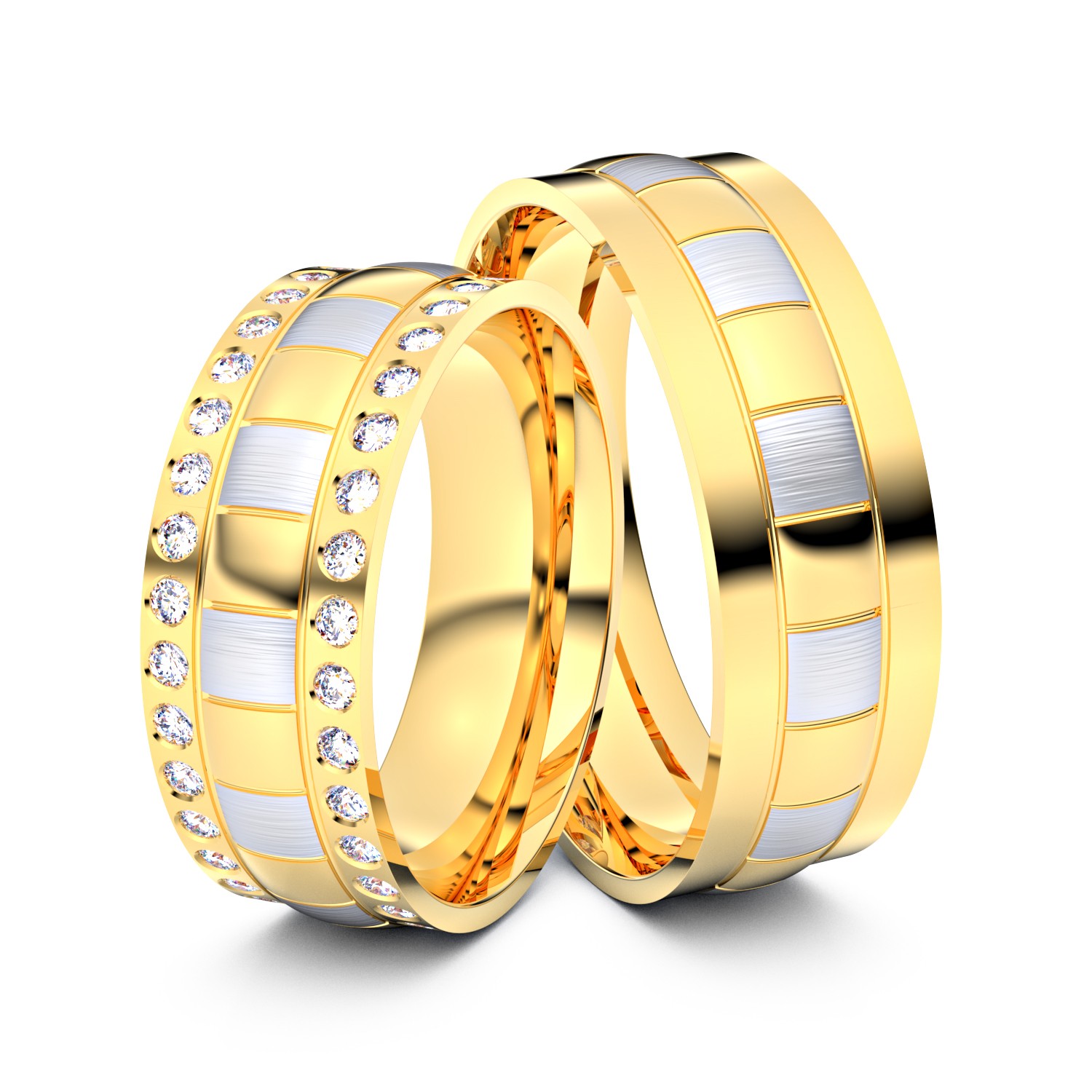 Brillanten-Trauringe 333er Gelbgold-Weißgold – opt. mit Gravur, Farbe, wählbarer Reinheitsstufe & hochwertigem Holzetui Unkategorisiert online kaufen