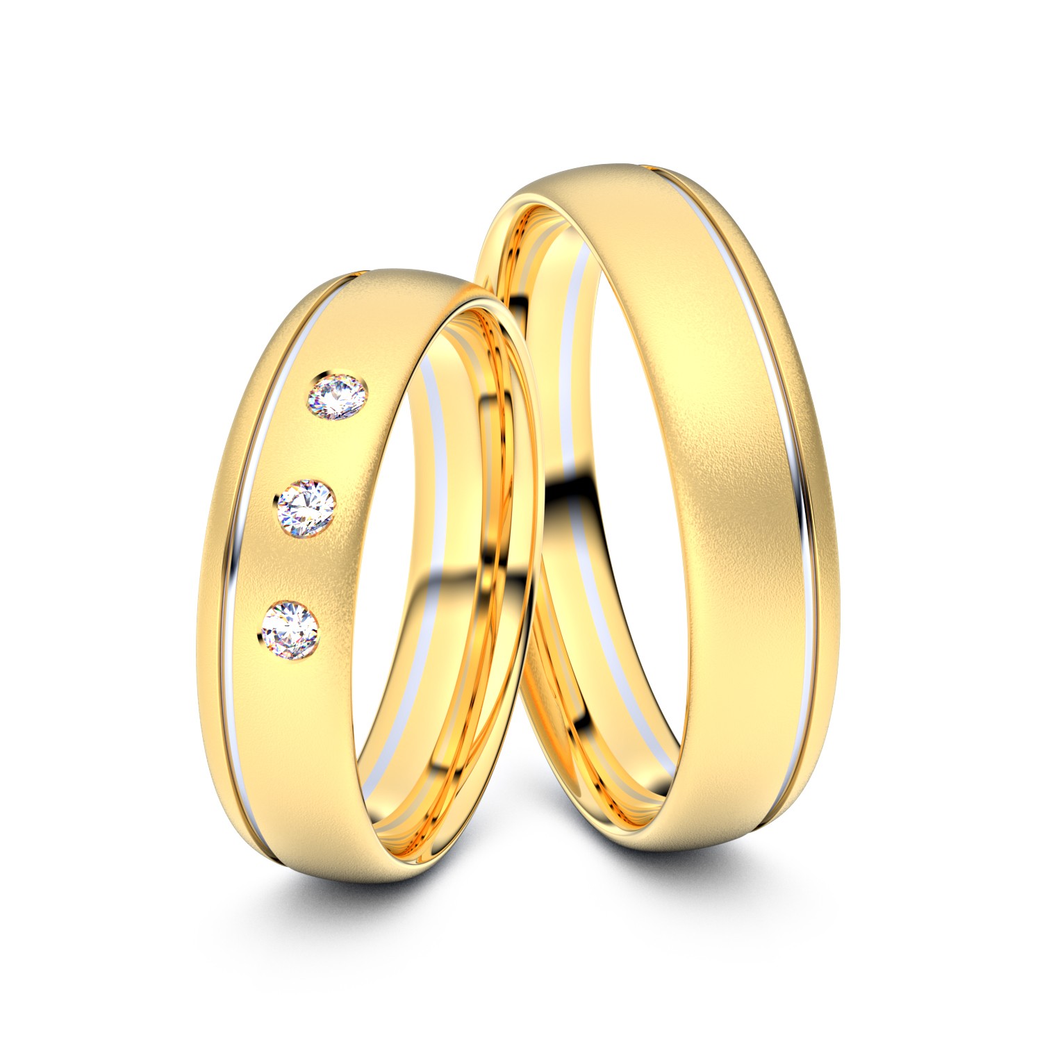 Brillanten-Trauringe 333er Gelbgold-Weißgold – opt. mit Gravur, Farbe, wählbarer Reinheitsstufe & hochwertigem Holzetui Unkategorisiert online kaufen