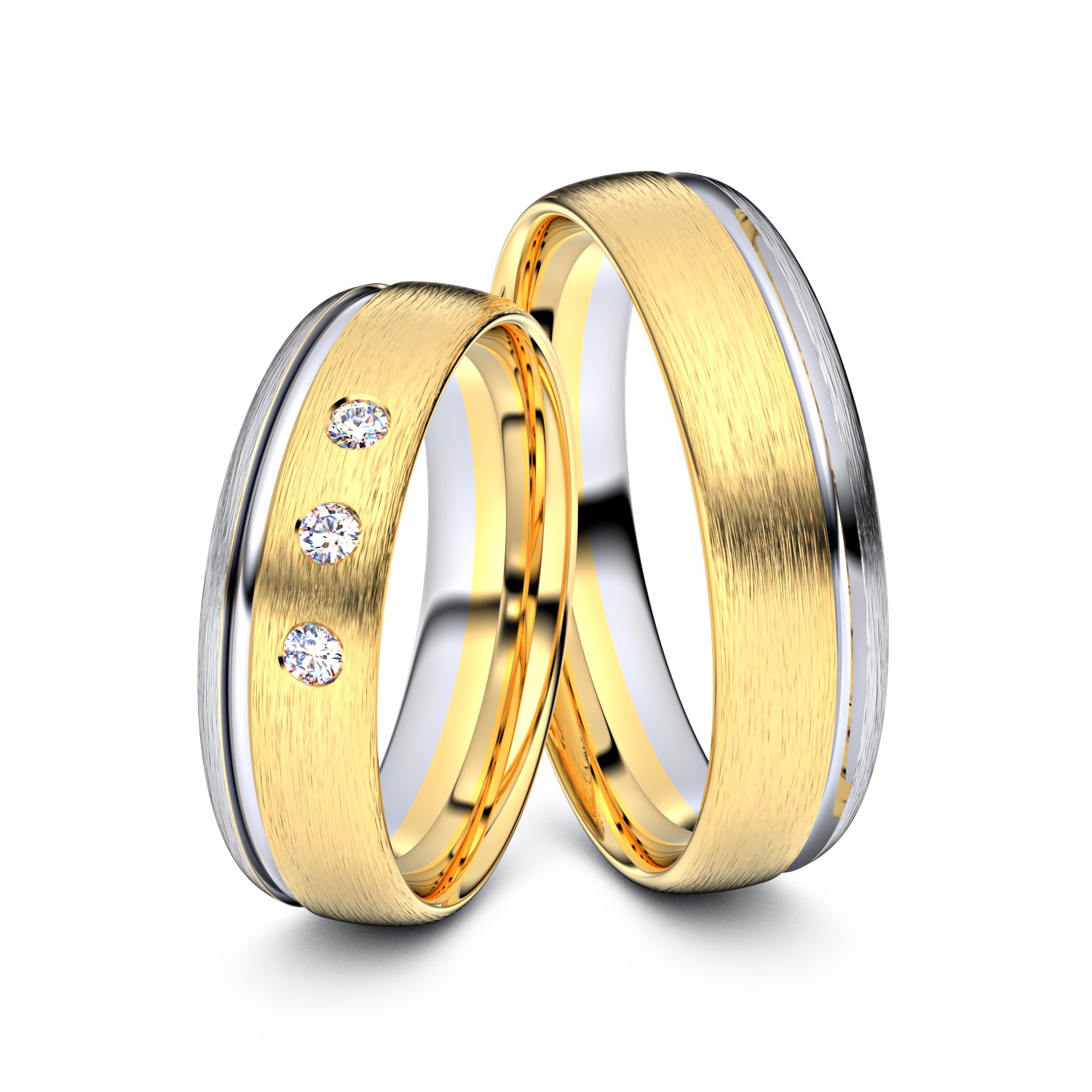 Brillanten-Trauringe 333er Gelbgold-Weißgold – opt. mit Gravur, Farbe, wählbarer Reinheitsstufe & hochwertigem Holzetui Unkategorisiert online kaufen