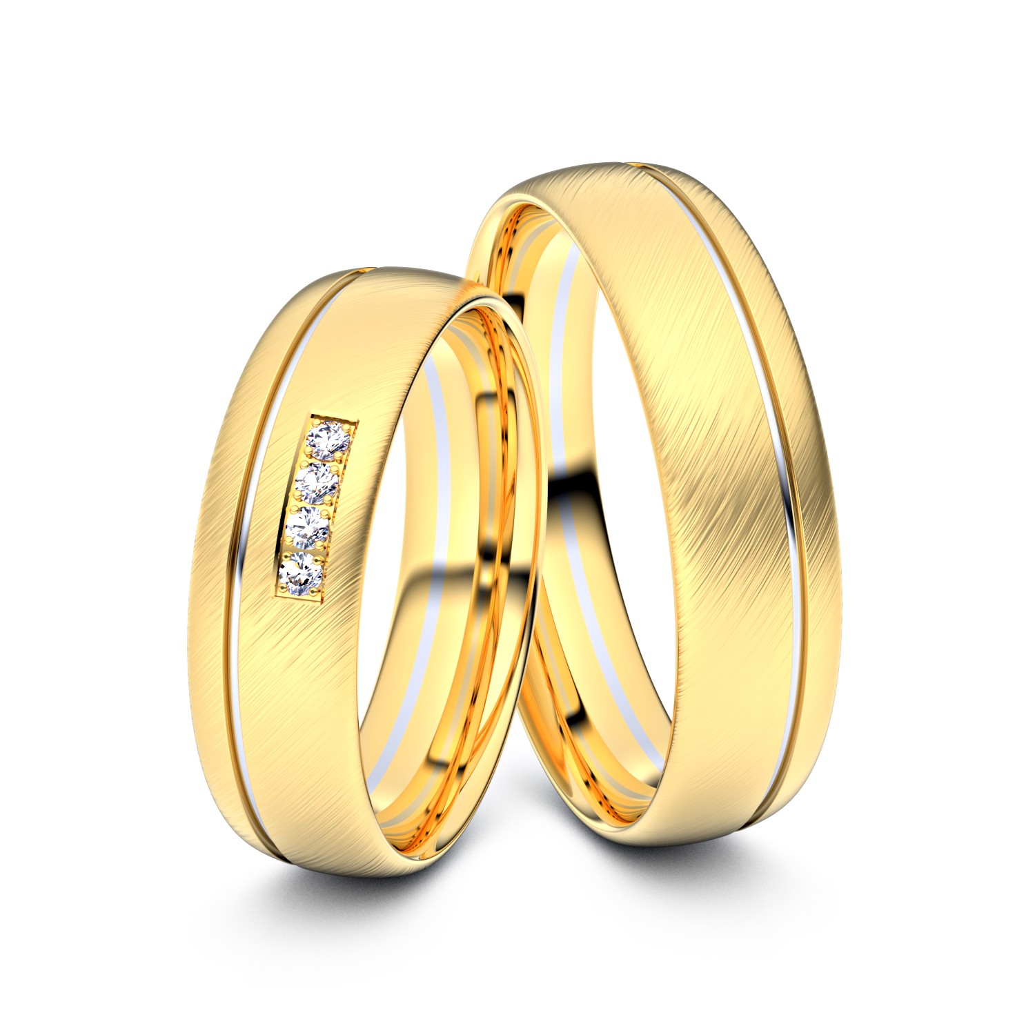 Brillanten-Trauringe 333er Gelbgold-Weißgold – opt. mit Gravur, Farbe, wählbarer Reinheitsstufe & hochwertigem Holzetui Unkategorisiert online kaufen