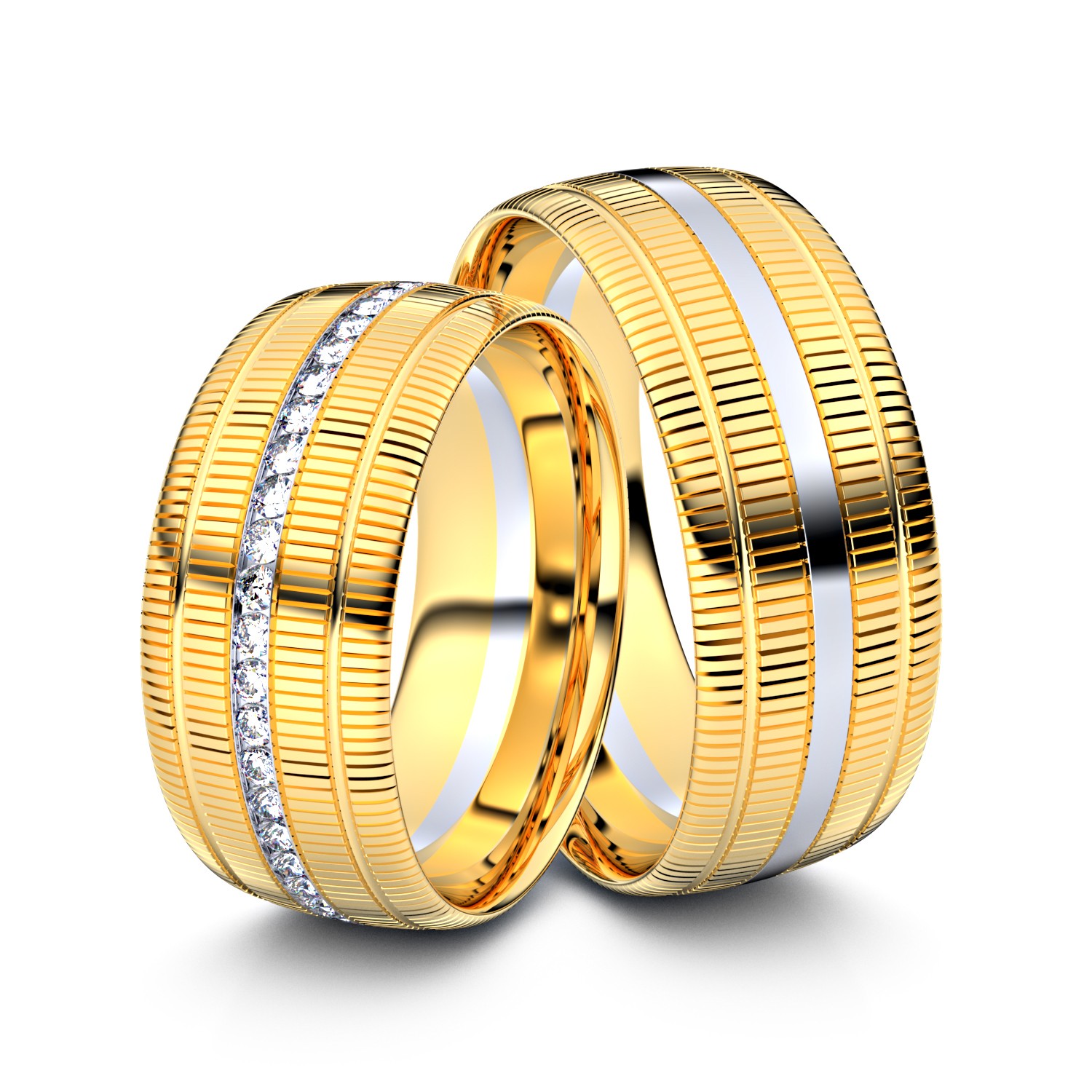 Brillanten-Trauringe 333er Gelbgold-Weißgold – opt. mit Gravur, Farbe, wählbarer Reinheitsstufe & hochwertigem Holzetui Unkategorisiert online kaufen