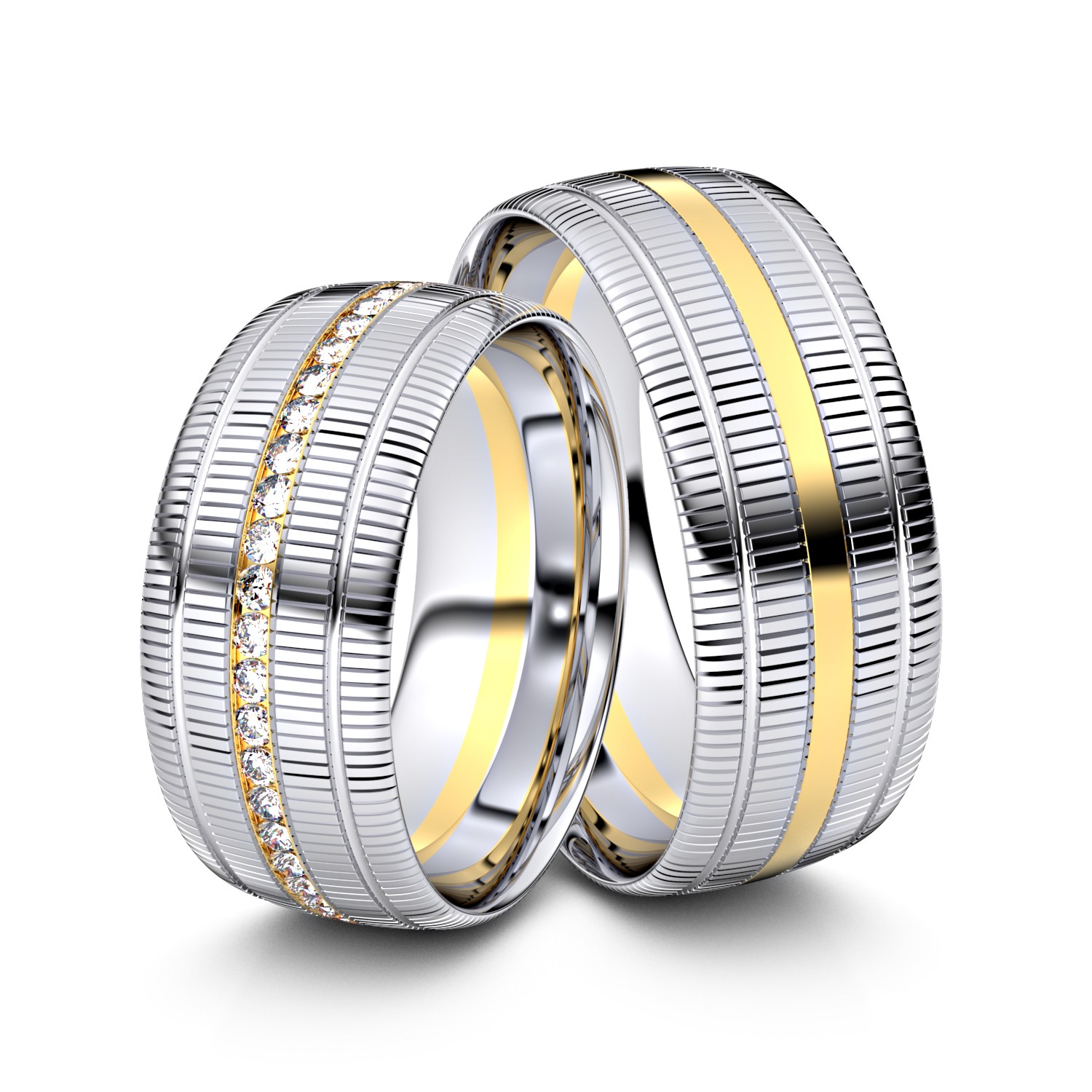 Brillanten-Trauringe 333er Weißgold-Gelbgold – opt. mit Gravur, Farbe, wählbarer Reinheitsstufe & hochwertigem Holzetui Unkategorisiert online kaufen