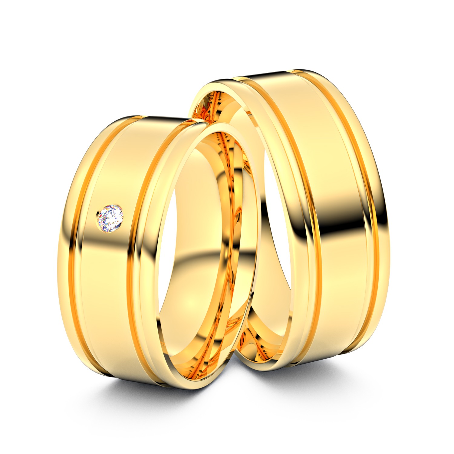 Brillanten-Trauringe 585er Gelbgold – opt. mit Gravur, Farbe, wählbarer Reinheitsstufe & hochwertigem Holzetui Unkategorisiert online kaufen