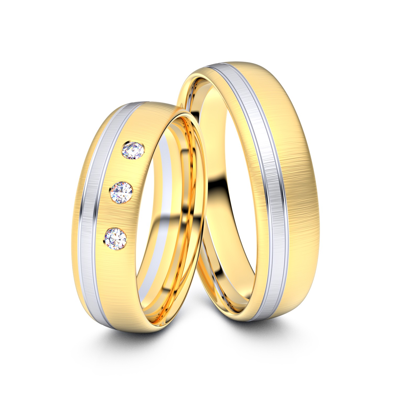 Brillanten-Trauringe 585er Gelbgold-Weißgold – opt. mit Gravur, Farbe, wählbarer Reinheitsstufe & hochwertigem Holzetui Unkategorisiert online kaufen