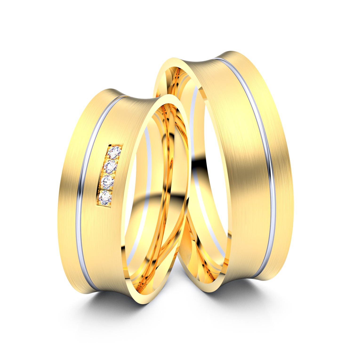Brillanten-Trauringe 585er Gelbgold-Weißgold – opt. mit Gravur, Farbe, wählbarer Reinheitsstufe & hochwertigem Holzetui Unkategorisiert online kaufen