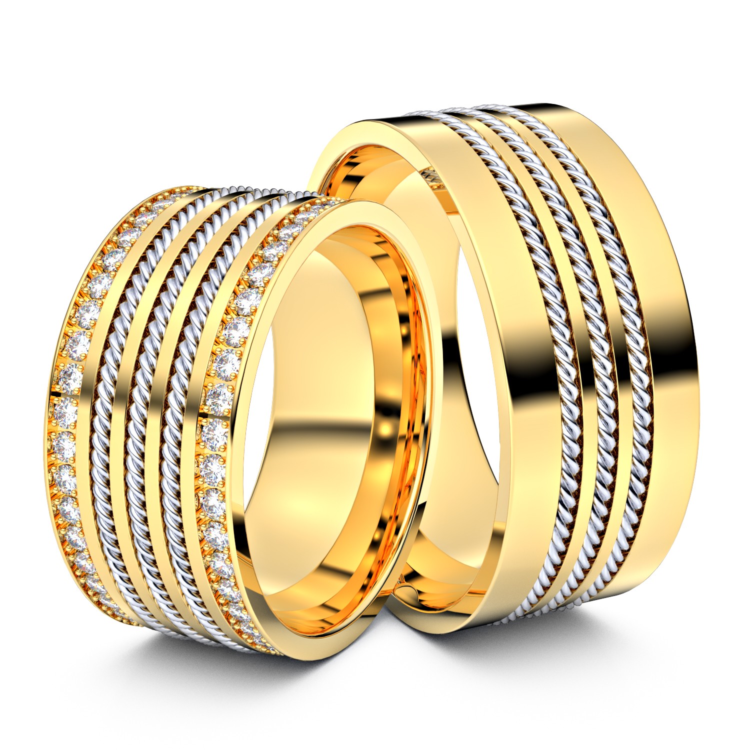 Brillanten-Trauringe 585er Gelbgold-Weißgold – opt. mit Gravur, Farbe, wählbarer Reinheitsstufe & hochwertigem Holzetui Unkategorisiert online kaufen