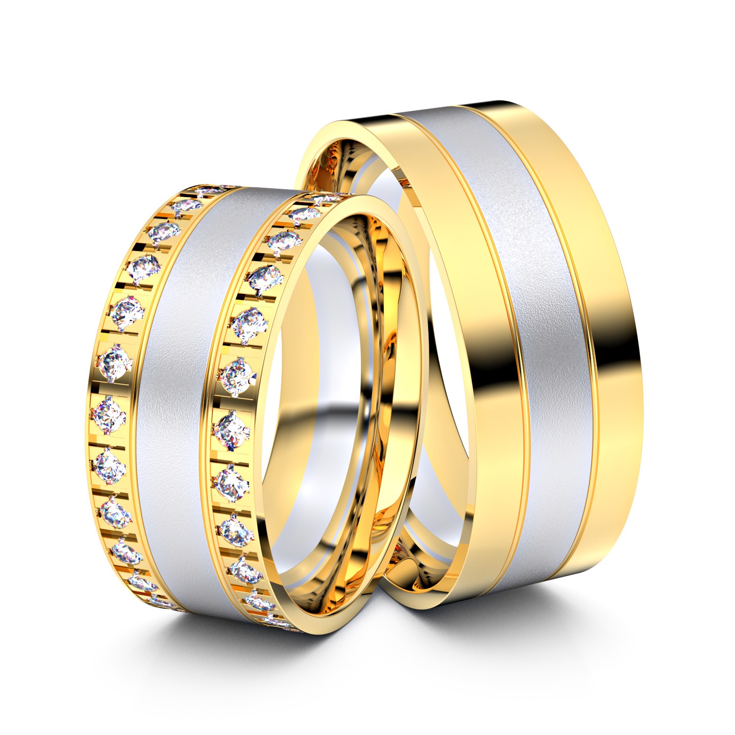 Brillanten-Trauringe 585er Gelbgold-Weißgold – opt. mit Gravur, Farbe, wählbarer Reinheitsstufe & hochwertigem Holzetui Unkategorisiert online kaufen