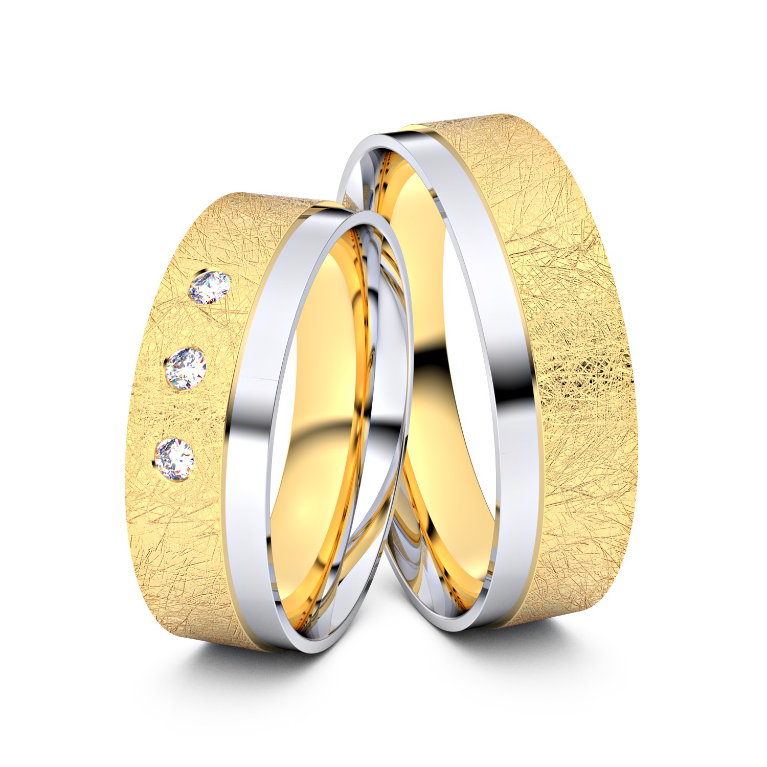 Brillanten-Trauringe 585er Gelbgold-Weißgold – opt. mit Gravur, Farbe, wählbarer Reinheitsstufe & hochwertigem Holzetui Unkategorisiert online kaufen