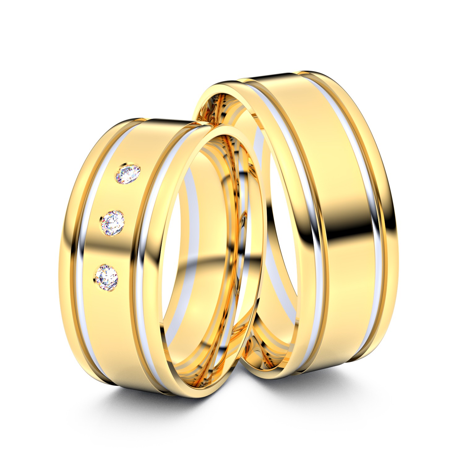 Brillanten-Trauringe 585er Gelbgold-Weißgold – opt. mit Gravur, Farbe, wählbarer Reinheitsstufe & hochwertigem Holzetui Unkategorisiert online kaufen