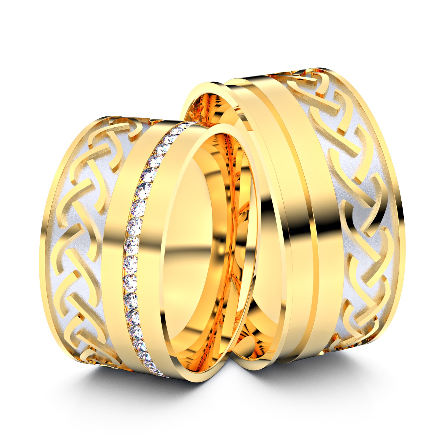 Brillanten-Trauringe 585er Gelbgold-Weißgold – opt. mit Gravur, Farbe, wählbarer Reinheitsstufe & hochwertigem Holzetui Unkategorisiert online kaufen
