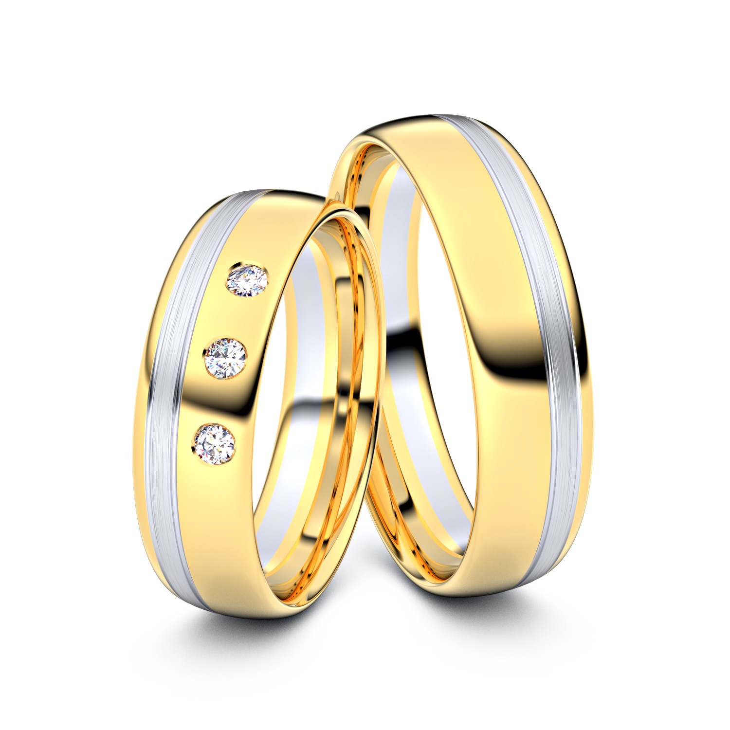 Brillanten-Trauringe 585er Gelbgold-Weißgold – opt. mit Gravur, Farbe, wählbarer Reinheitsstufe & hochwertigem Holzetui Unkategorisiert online kaufen
