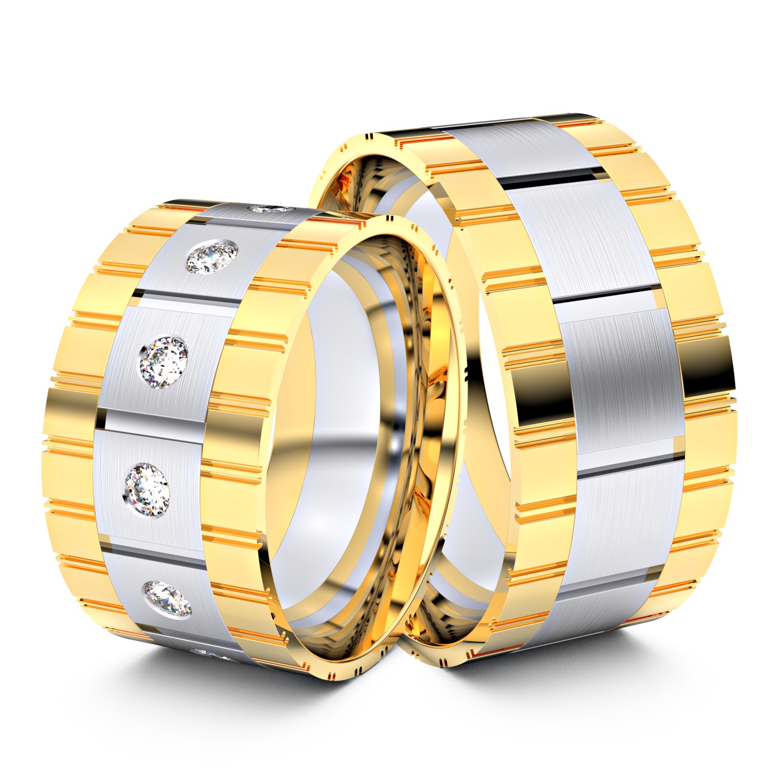 Brillanten-Trauringe 585er Gelbgold-Weißgold – opt. mit Gravur, Farbe, wählbarer Reinheitsstufe & hochwertigem Holzetui Unkategorisiert online kaufen