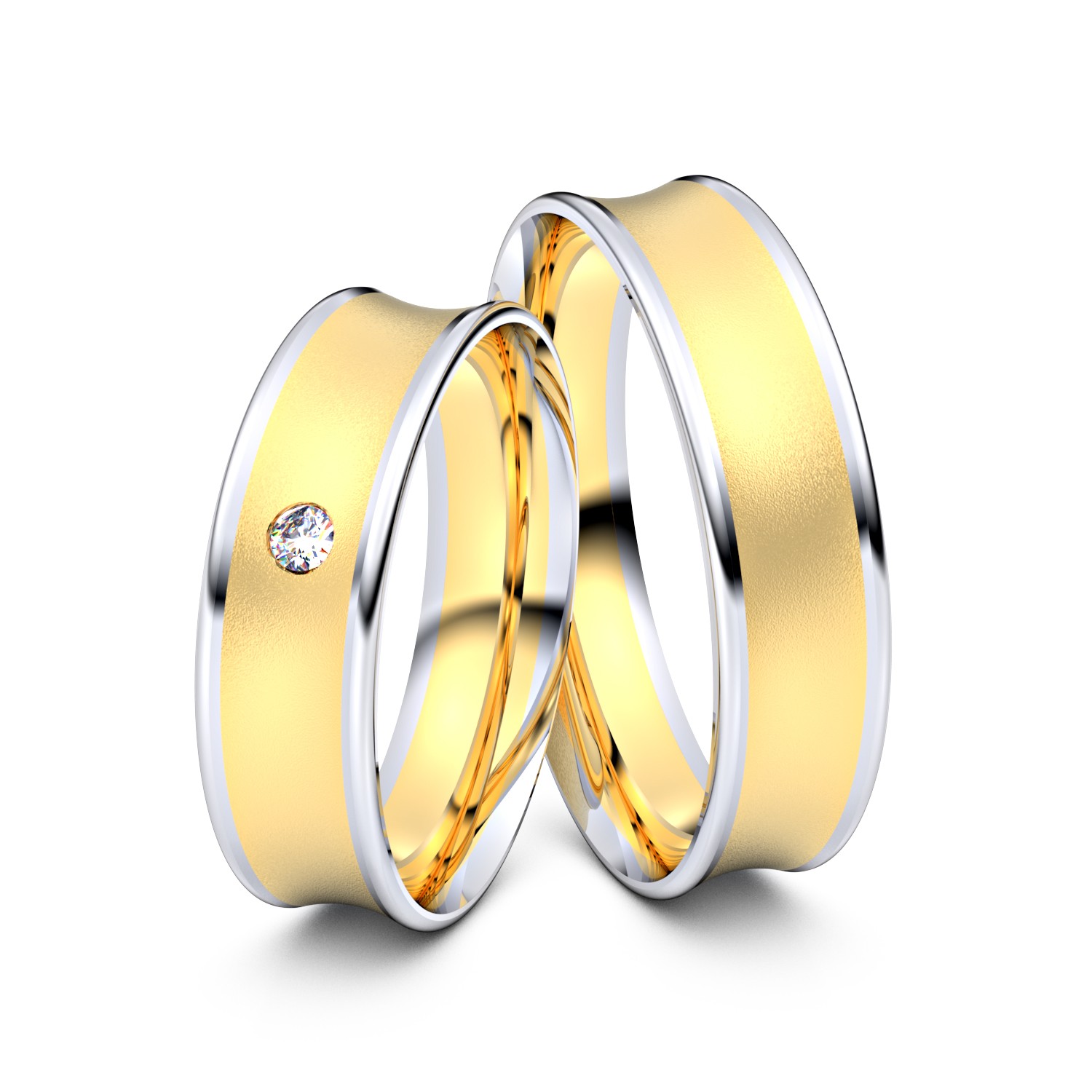 Brillanten-Trauringe 585er Gelbgold-Weißgold – opt. mit Gravur, Farbe, wählbarer Reinheitsstufe & hochwertigem Holzetui Unkategorisiert online kaufen