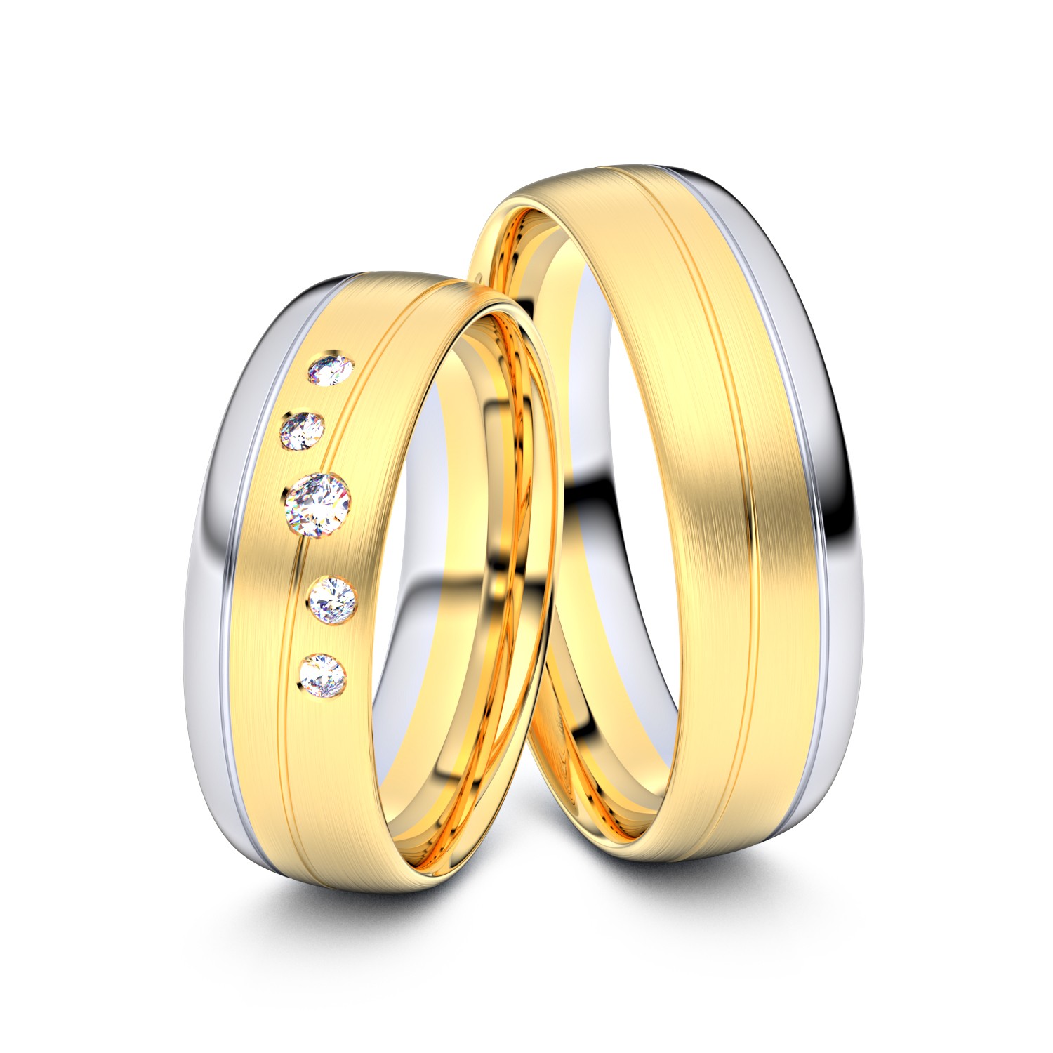 Brillanten-Trauringe 585er Gelbgold-Weißgold – opt. mit Gravur, Farbe, wählbarer Reinheitsstufe & hochwertigem Holzetui Unkategorisiert online kaufen