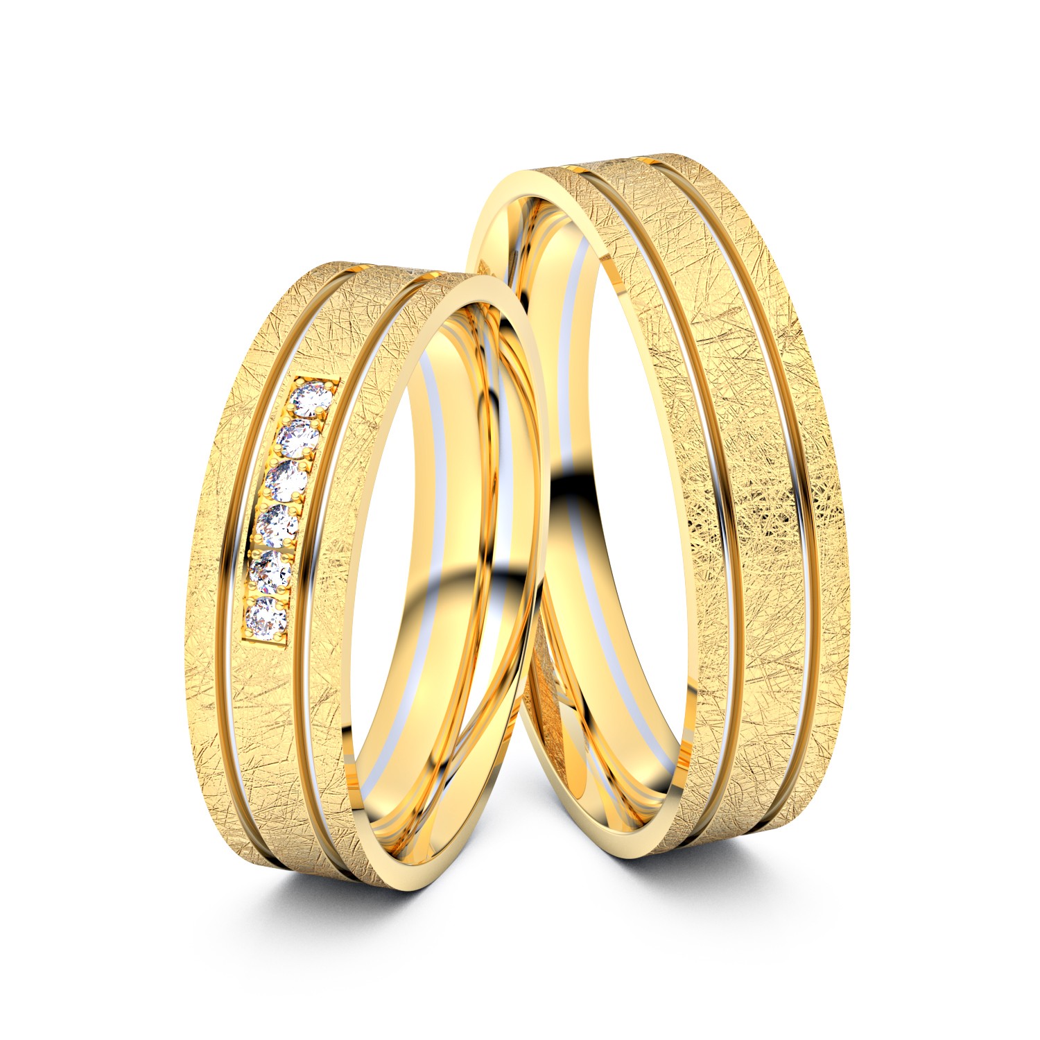 Brillanten-Trauringe 585er Gelbgold-Weißgold – opt. mit Gravur, Farbe, wählbarer Reinheitsstufe & hochwertigem Holzetui Unkategorisiert online kaufen