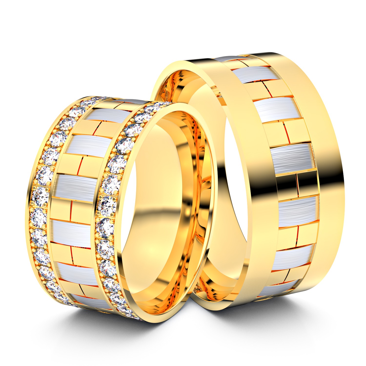 Brillanten-Trauringe 585er Gelbgold-Weißgold – opt. mit Gravur, Farbe, wählbarer Reinheitsstufe & hochwertigem Holzetui Unkategorisiert online kaufen